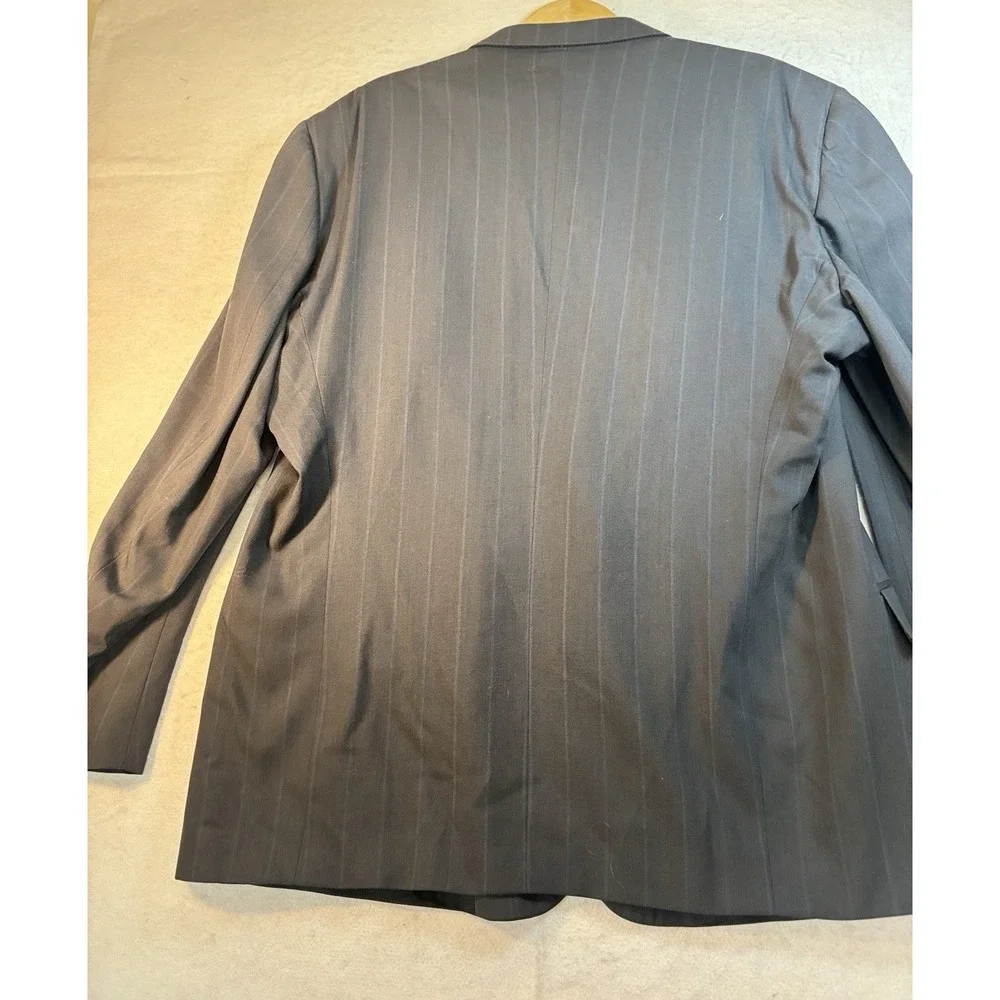 Pierre Cardin Suit Coat 44L Navy Pinstripe 2 Button Wool Sport Coat Blazer